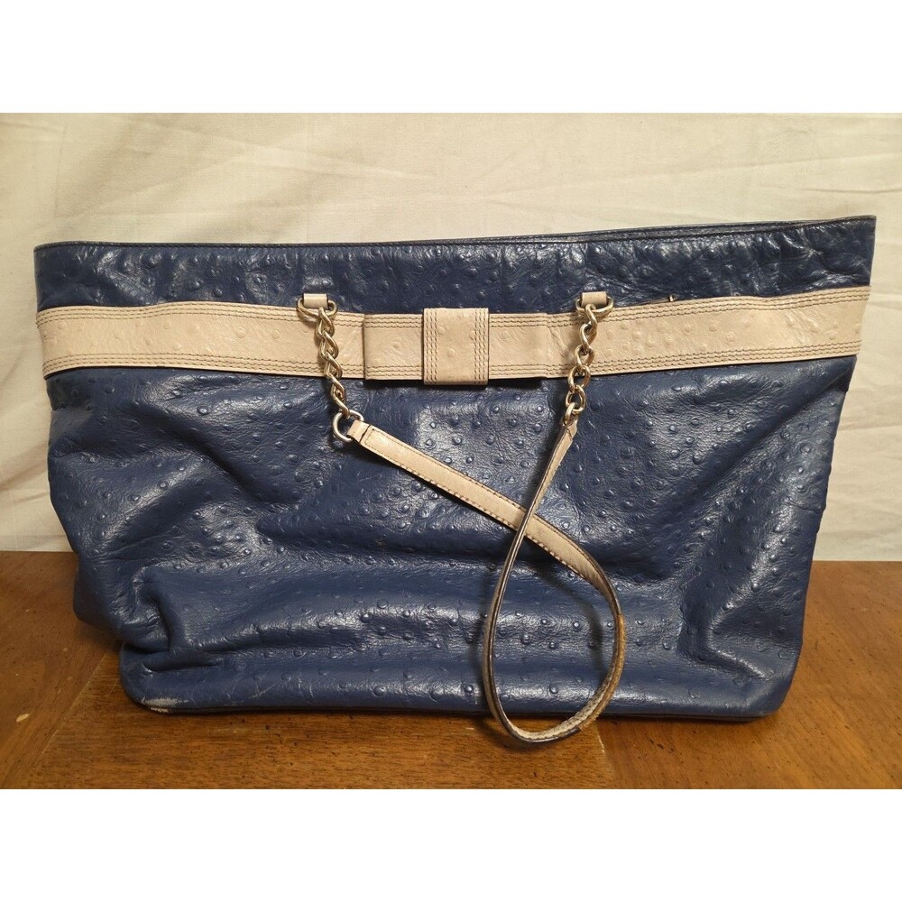 Kate Spade Handbag Medium Harmony Valencia Blue French Tote Bag Ostrich Texture